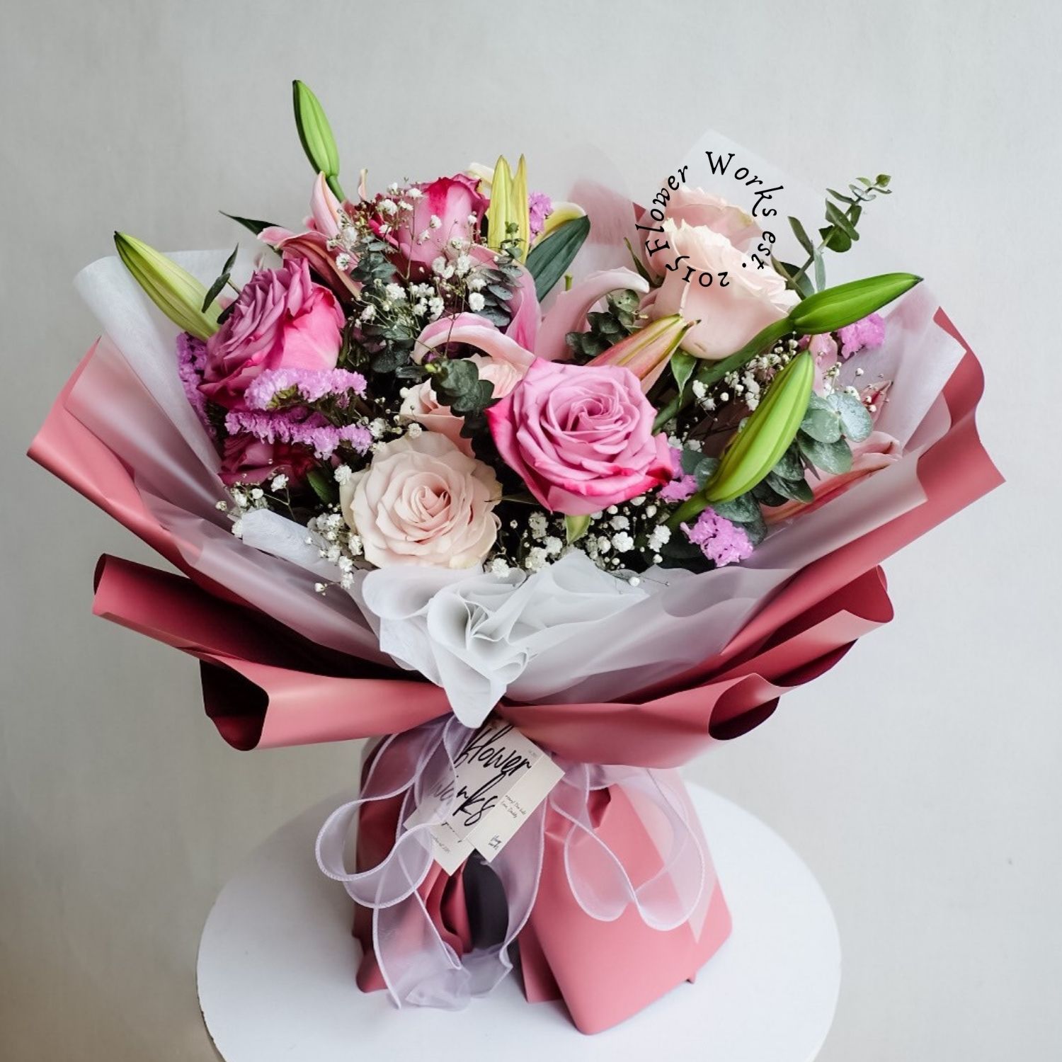 Stargazer + Ecuadorian Roses Bouquet - Flower Works Online Shop